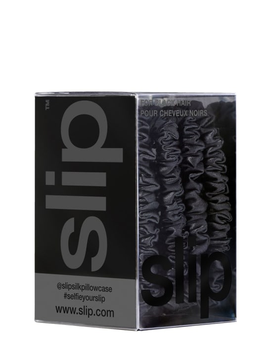 Slip: Set of 4 skinny silk scrunchies - Schwarz - beauty-women_1 | Luisa Via Roma