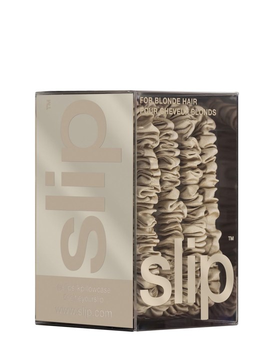 Slip: Set of 4 skinny silk scrunchies - Blonde - beauty-women_1 | Luisa Via Roma