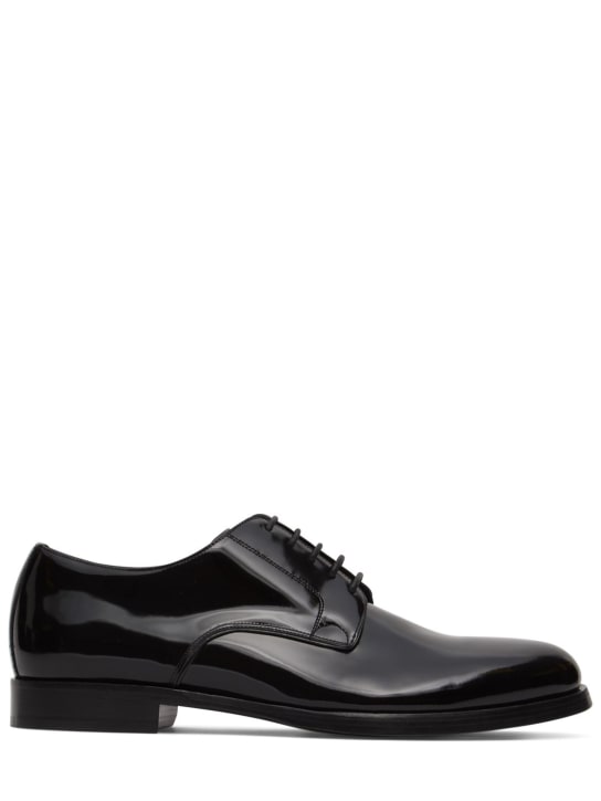 Dolce&Gabbana: Formal leather derby shoes - Black - men_0 | Luisa Via Roma