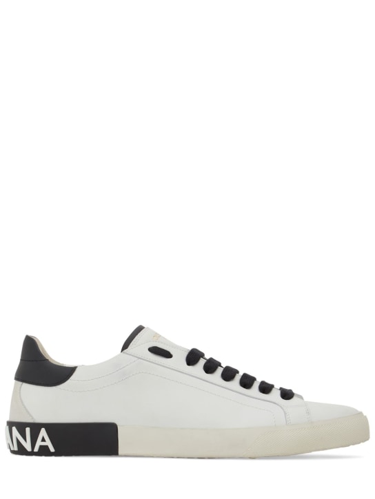 Dolce&Gabbana: Sneakers low top New Portofino - Bianco/Nero - men_0 | Luisa Via Roma