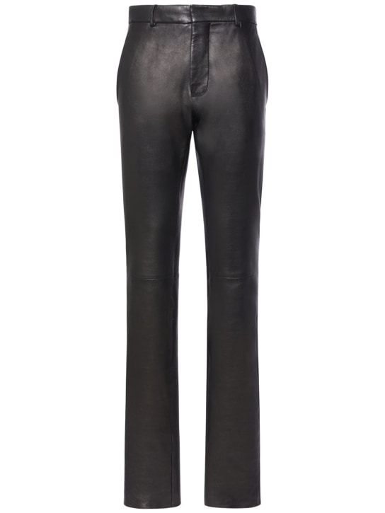 Ann Demeulemeester: Pantalones skinny de piel - Negro - women_0 | Luisa Via Roma
