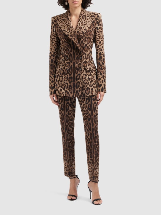 Dolce&Gabbana: Blazer aus Wolle mit Leopardenfelldruck - Bunt - women_1 | Luisa Via Roma