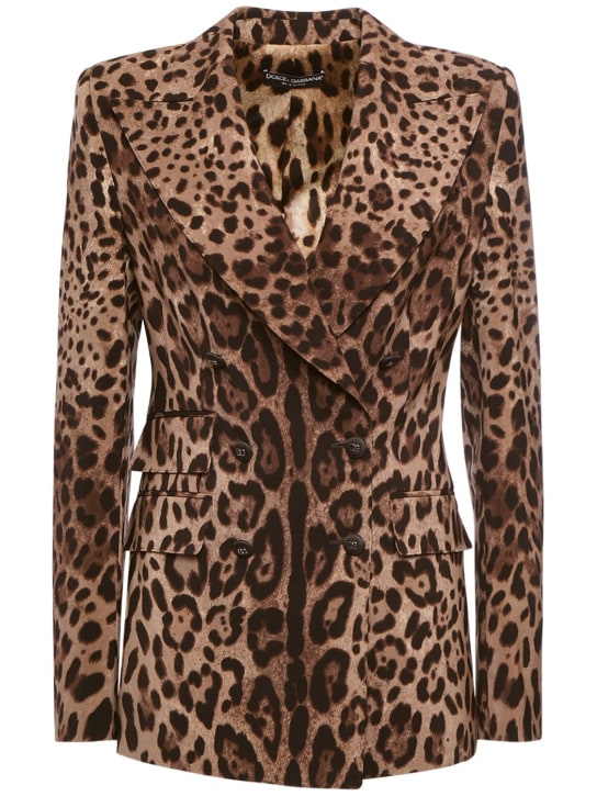 Dolce&Gabbana: Blazer aus Wolle mit Leopardenfelldruck - Bunt - women_0 | Luisa Via Roma