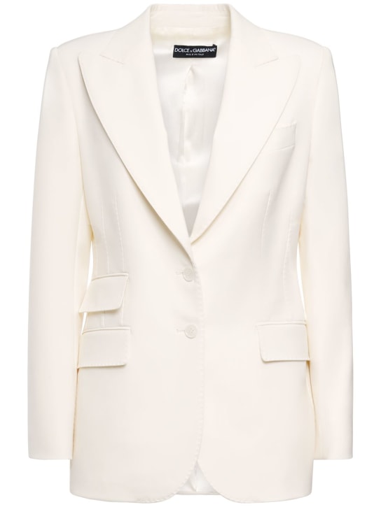 Dolce&Gabbana: Veste en cady de laine à boutonnage simple - Blanc - women_0 | Luisa Via Roma