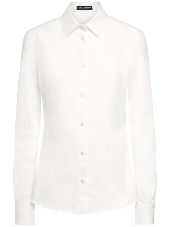 Dolce&Gabbana: Klassisches Hemd Aus Baumwollpopeline - Weiß - women_0 | Luisa Via Roma