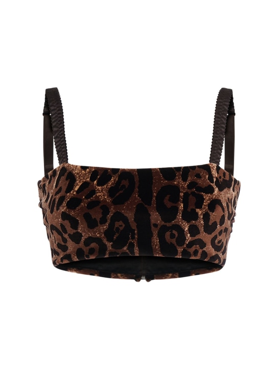 Dolce&Gabbana: Haut en chenille imprimé léopard - Multicolore - women_0 | Luisa Via Roma