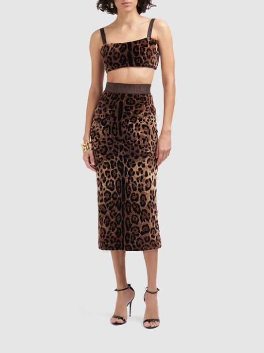 Dolce&Gabbana: Leopard print chenille top - Renkli - women_1 | Luisa Via Roma