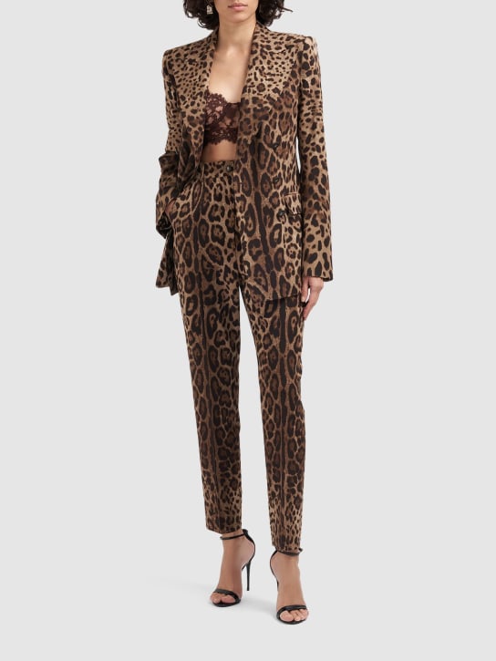 Dolce&Gabbana: Leopard print high rise straight pants - Renkli - women_1 | Luisa Via Roma