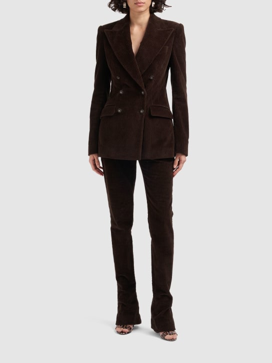 Dolce&Gabbana: Corduroy low rise bootcut pants - Brown - women_1 | Luisa Via Roma