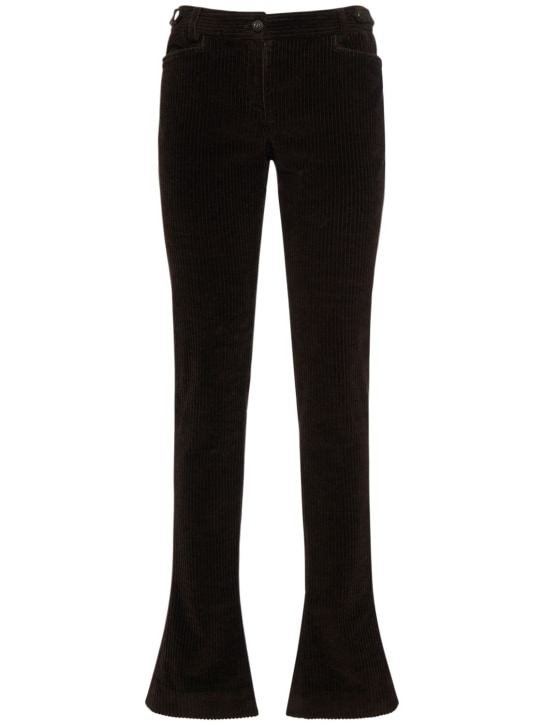 Dolce&Gabbana: Pantalon bootcut en velours côtelé taille basse - Marron - women_0 | Luisa Via Roma