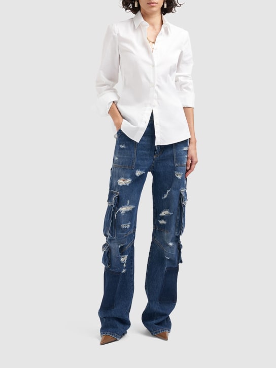 Dolce&Gabbana: Jeans cargo con logo - Azul - women_1 | Luisa Via Roma