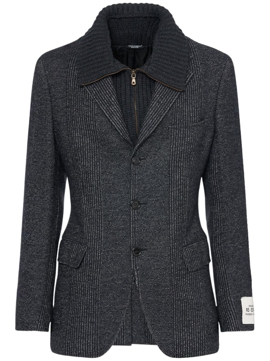Dolce&Gabbana: Single breast jacket w/ zip turtleneck - Dark Grey - men_0 | Luisa Via Roma