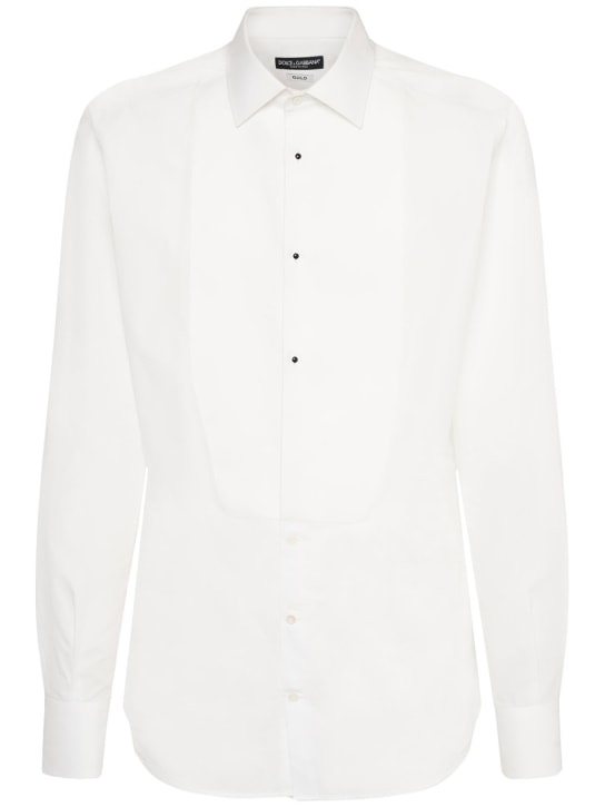 Dolce&Gabbana: Camisa esmoquin de algodón - Blanco - men_0 | Luisa Via Roma