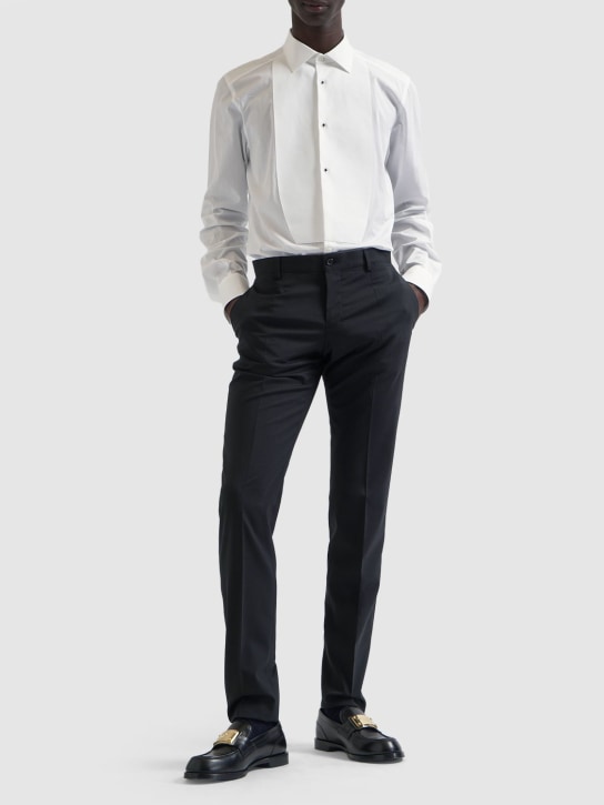 Dolce&Gabbana: Cotton tuxedo shirt - White - men_1 | Luisa Via Roma