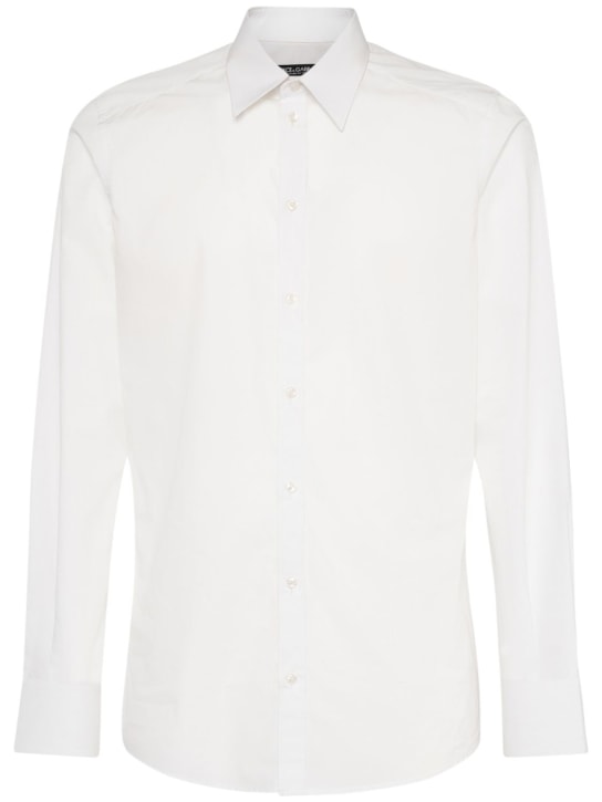 Dolce&Gabbana: Cotton poplin shirt - White - men_0 | Luisa Via Roma