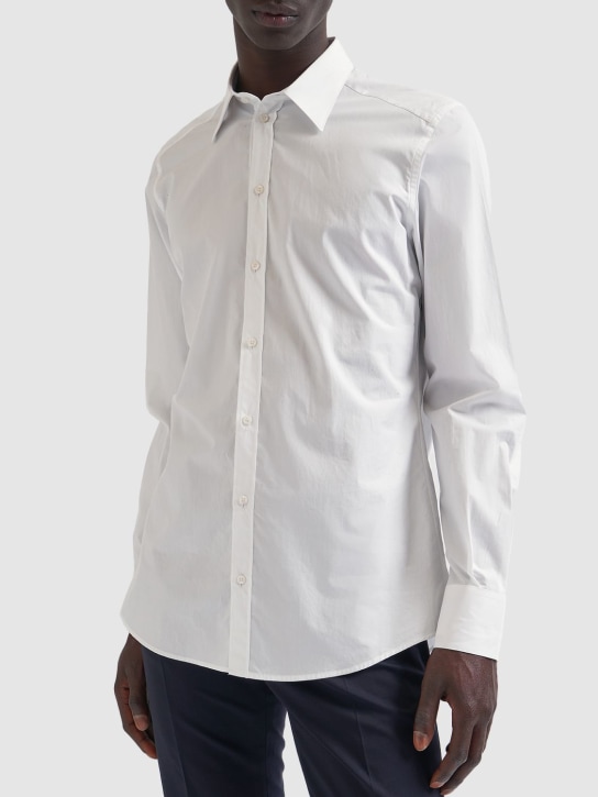 Dolce&Gabbana: Camisa de popelina de algodón - Blanco - men_1 | Luisa Via Roma