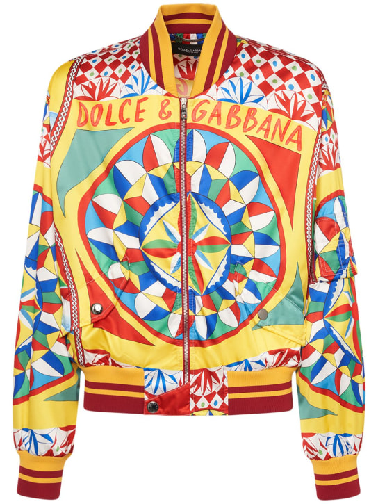 Dolce&Gabbana: Carretto 프린트 나일론 봄버 재킷 - 멀티컬러 - men_0 | Luisa Via Roma