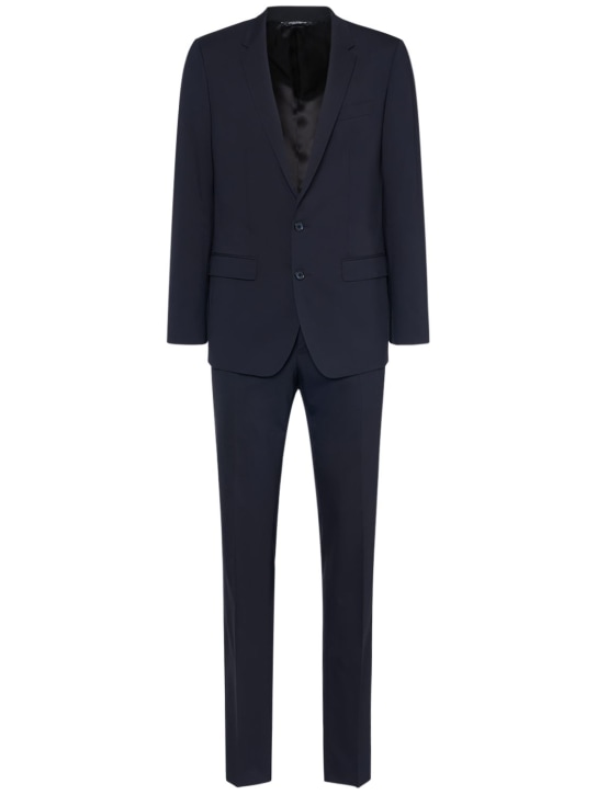 Dolce&Gabbana: Two-piece stretch wool suit - Midnight Blue - men_0 | Luisa Via Roma
