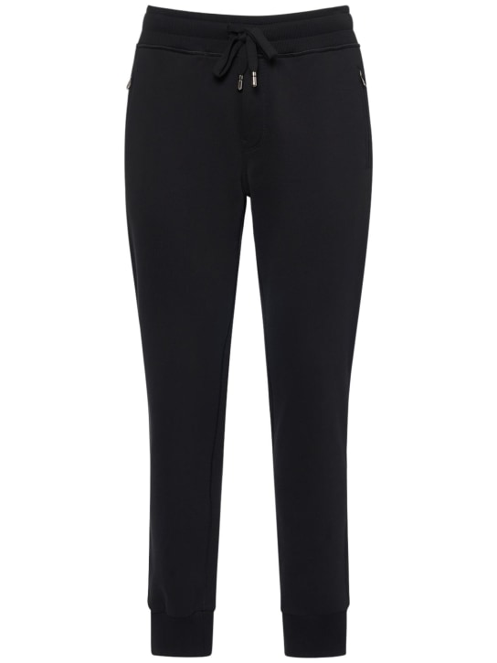 Dolce&Gabbana: Pantalones jogging de jersey de algodón - Negro - men_0 | Luisa Via Roma