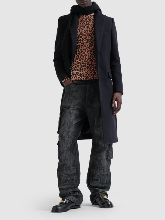 Dolce&Gabbana: Leopard print wool sweater - Kahverengi - men_1 | Luisa Via Roma