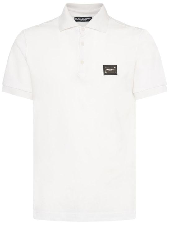Dolce&Gabbana: Cotton polo shirt - Beyaz - men_0 | Luisa Via Roma