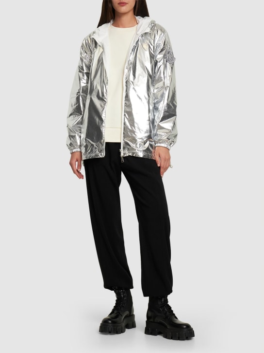 Moncler: Jubba coated nylon rain jacket - Silver - women_1 | Luisa Via Roma
