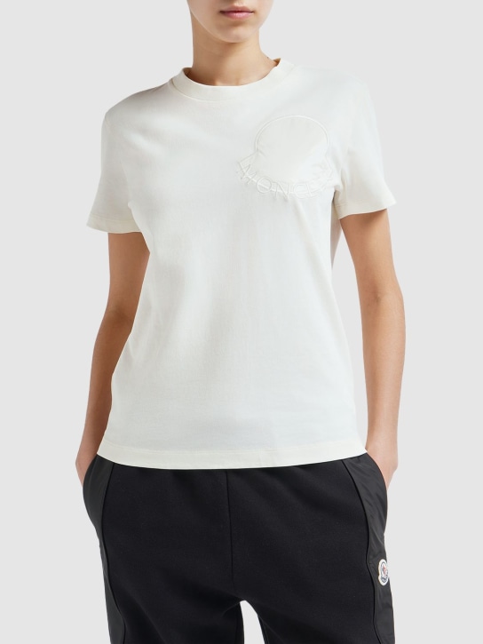 Moncler: T-Shirt aus Baumwolle - Natural - women_1 | Luisa Via Roma