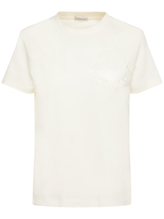 Moncler: Camiseta de algodón - Natural - women_0 | Luisa Via Roma