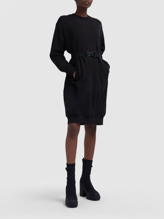 Moncler: 棉质卫衣裙 - 黑色 - women_1 | Luisa Via Roma