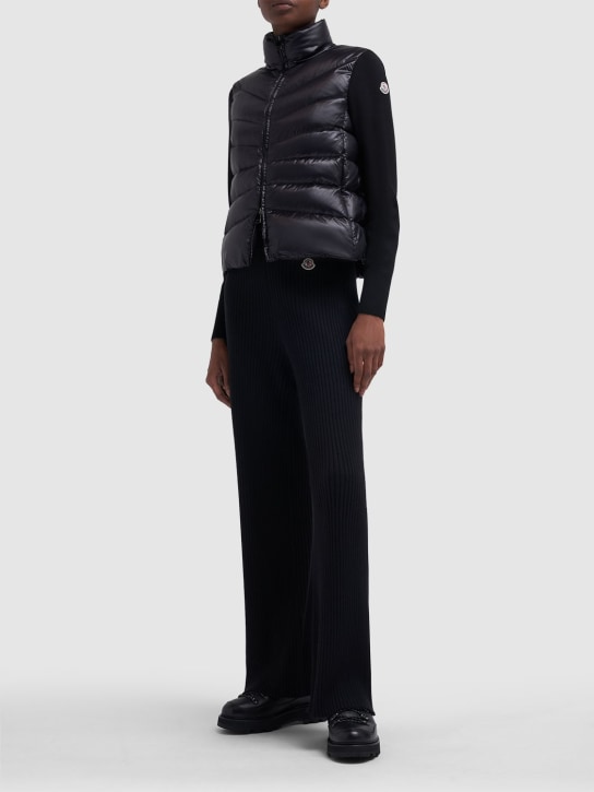 Moncler: Tricot wool blend pants - Black - women_1 | Luisa Via Roma