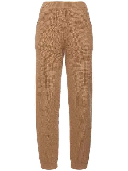 Moncler: Wool blend pants - Camel - women_0 | Luisa Via Roma