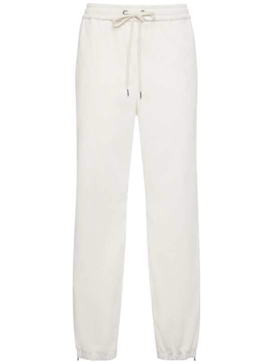 Moncler: Pantalon en laine mélangée - White/Mid Grey - women_0 | Luisa Via Roma