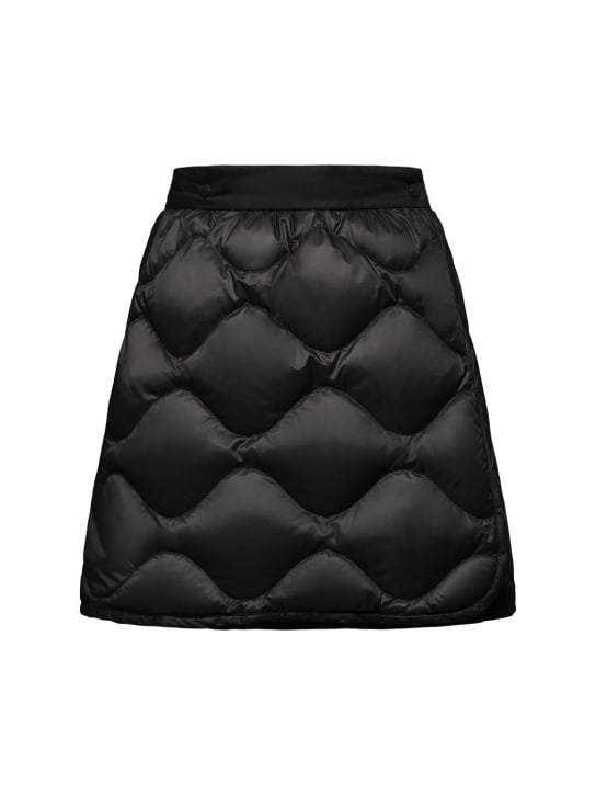 Moncler: Mini falda de plumas de nylon acolchada - Negro - women_0 | Luisa Via Roma