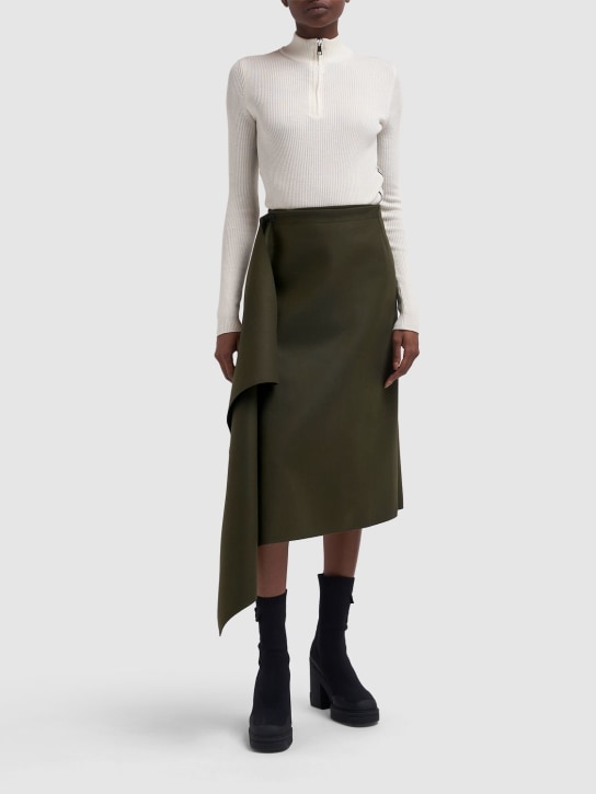 Moncler: Wool & cashmere midi skirt - Zeytin Yeşili - women_1 | Luisa Via Roma
