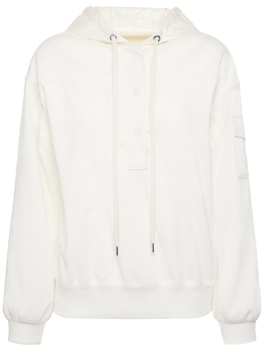 Moncler: Kapuzensweatshirt aus Technostoff - White/Mid Grey - women_0 | Luisa Via Roma