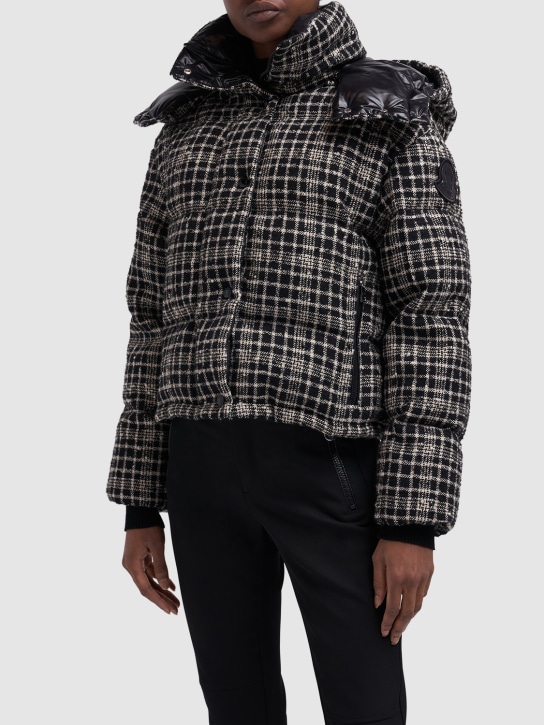 Moncler: Outarde wool blend down jacket - Black/White - women_1 | Luisa Via Roma