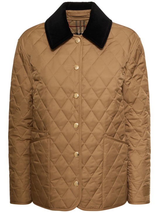 Burberry: Dranefeld quilted buttoned short jacket - Beige/Black - women_0 | Luisa Via Roma