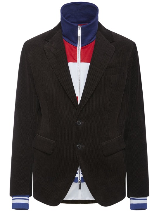 Dsquared2: London velvet & cotton track jacket - Brown Stone - men_0 | Luisa Via Roma