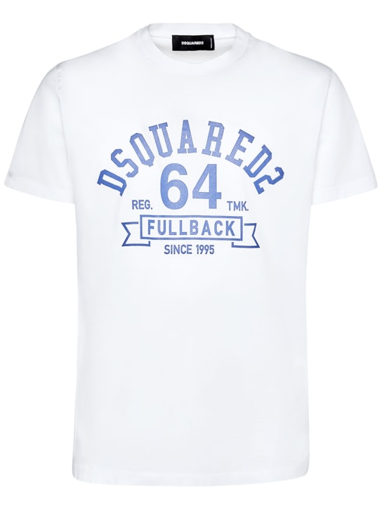 Dsquared2: College コットンジャージーTシャツ - men_0 | Luisa Via Roma