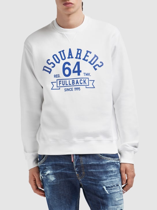 Dsquared2: Bedrucktes Sweatshirt aus Baumwolle - Weiß - men_1 | Luisa Via Roma