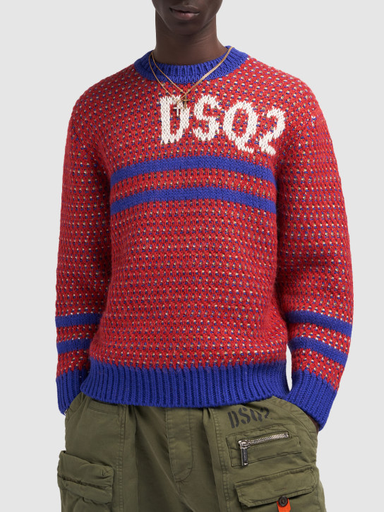 Dsquared2: Alpaca blend crewneck sweater - Multicolor - men_1 | Luisa Via Roma