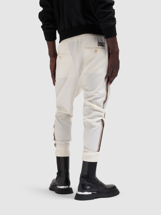 Dsquared2: Wool blend twill jogging pants - Off White - men_1 | Luisa Via Roma