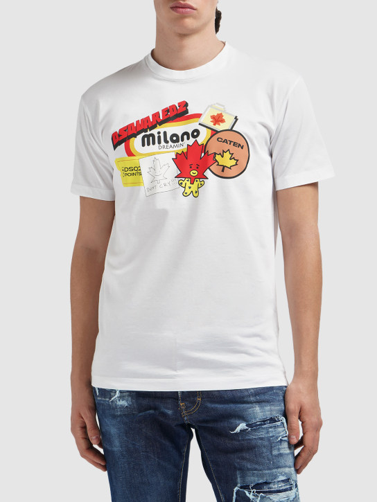 Dsquared2: Camiseta de algodón estampado - men_1 | Luisa Via Roma