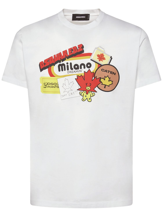 Dsquared2: T-shirt Cool Fit in cotone con stampa - men_0 | Luisa Via Roma