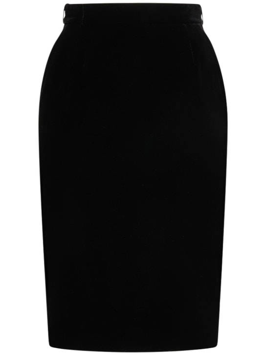 Saint Laurent: 粘胶纤维混纺迷笛半身裙 - 黑色 - women_0 | Luisa Via Roma