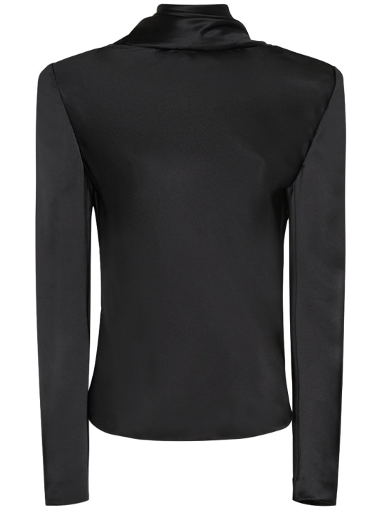 Saint Laurent: Silk turtleneck shirt - Schwarz - women_0 | Luisa Via Roma