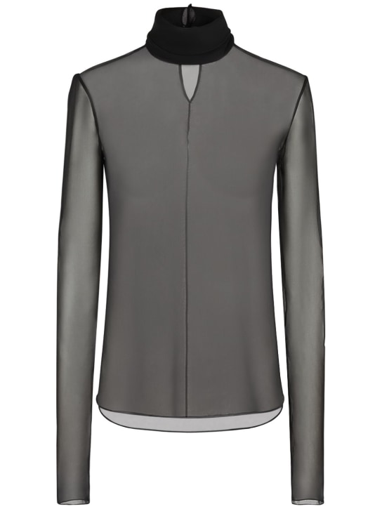 Saint Laurent: Sheer silk turtleneck shirt - Black - women_0 | Luisa Via Roma