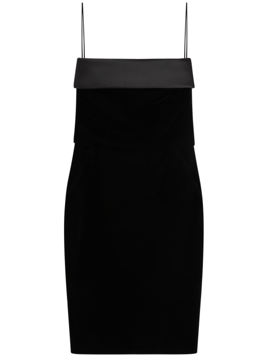 Saint Laurent: Viscose blend strapless midi dress - Black - women_0 | Luisa Via Roma