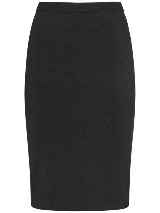 Saint Laurent: 粘胶纤维混纺铅笔半身裙 - 黑色 - women_0 | Luisa Via Roma