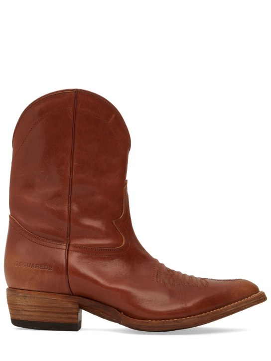 Dsquared2: Low cowboy leather boots - men_0 | Luisa Via Roma